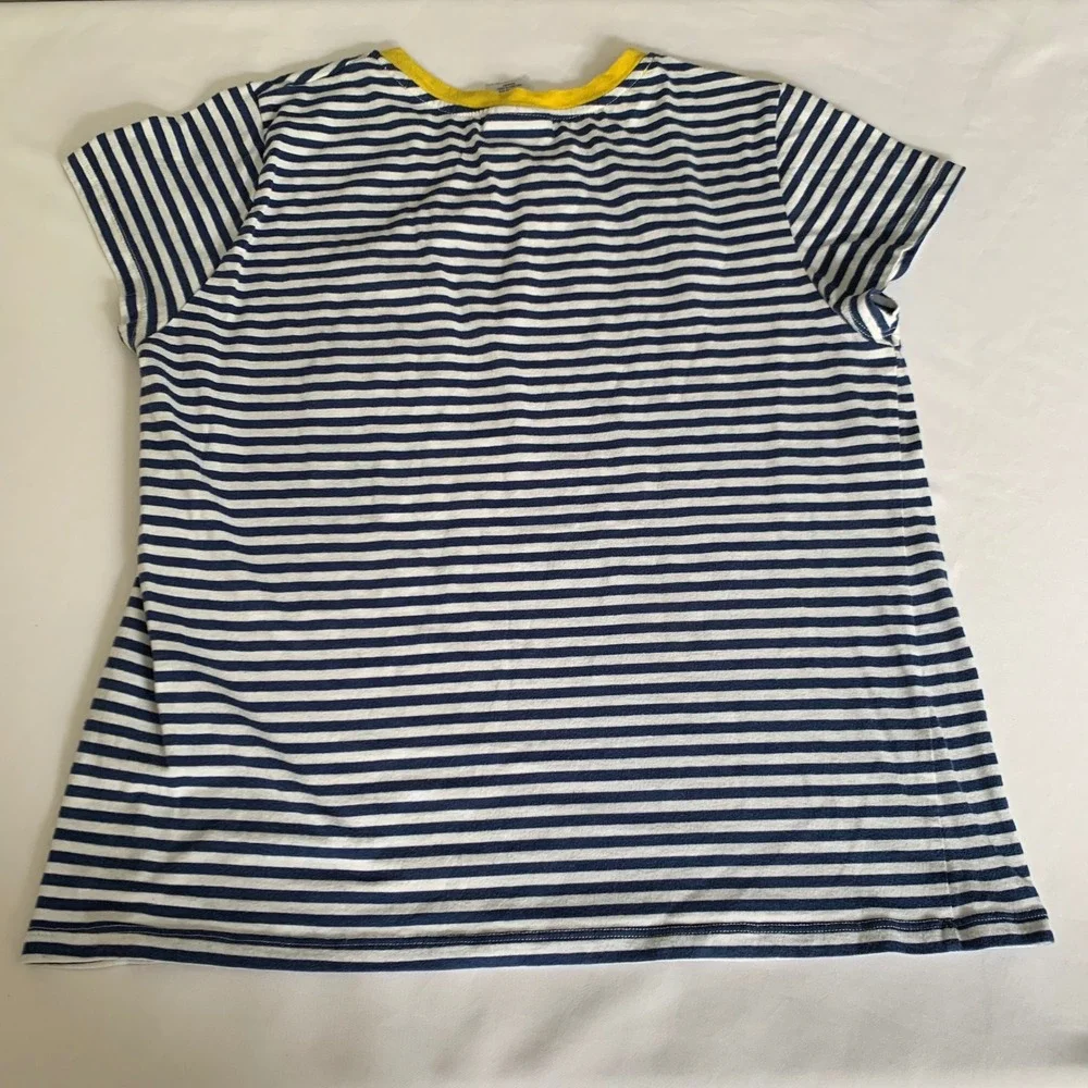Disney Parks Shirt Women XL Striped Pocket T-Shirt Navy Yellow Castle‎ Vacation